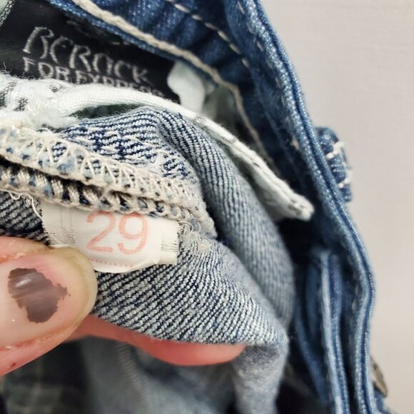 Rerock for Express Women's Medium Wash Low Rise Embellished Bootcut Jeans Sz 29 - Picture 6 of 9